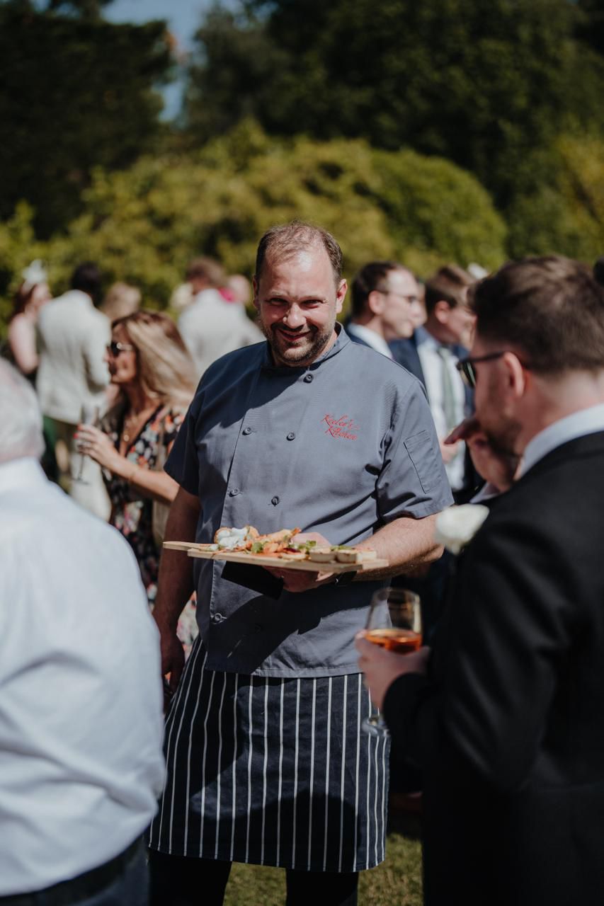 Joe Keeley at an outdoor wedding event